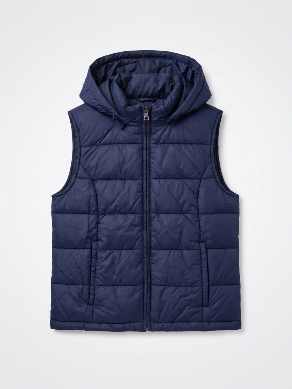 Express Women's Navy Blue Quilted Puffer Vest with Hood Size XS